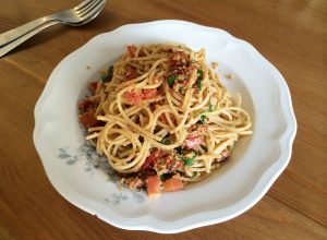 Spaghetti Trapanese "Büro-Style"